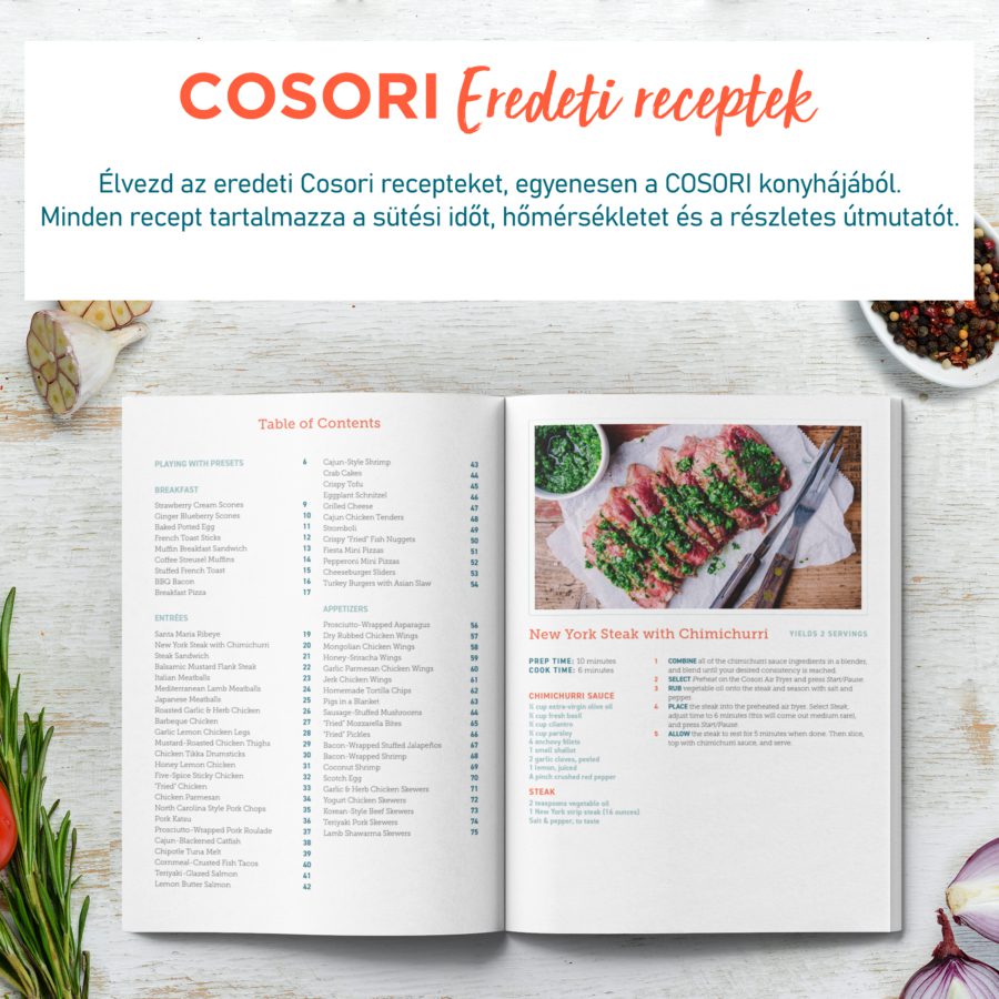 COSORI CP158-AF-RXW Premium fehér forrólevegős sütő 5,5 literes kosárral – 8. kép