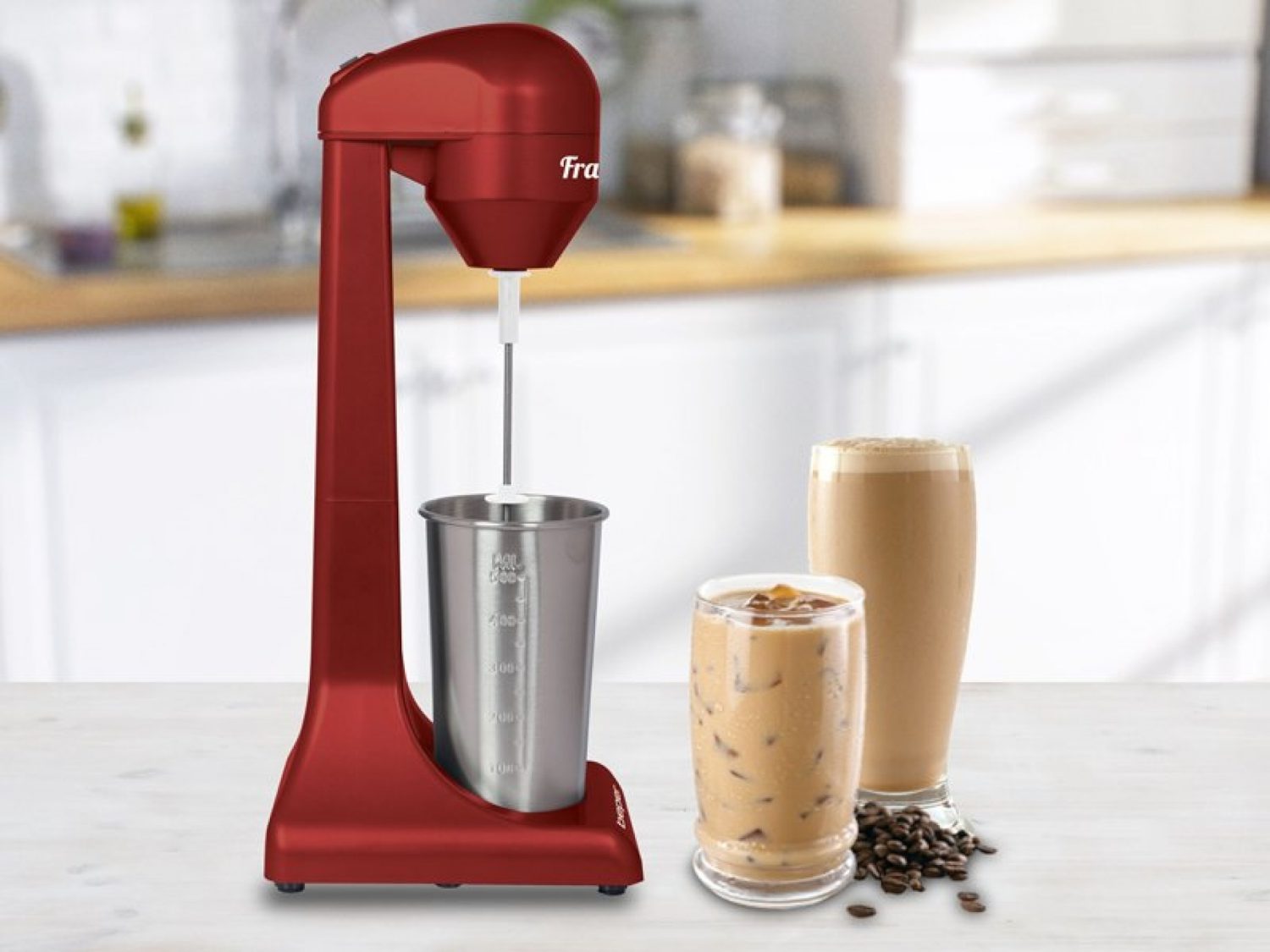 BEPER BP.690 tejhabosító és shake készítő 500 ml-es acélpohárral – 2. kép