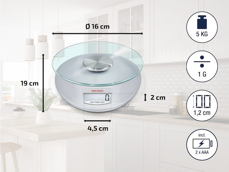 SOEHNLE 65856 Roma Silver digitális konyhamérleg, 5 kg-os kapacitással – 3. kép