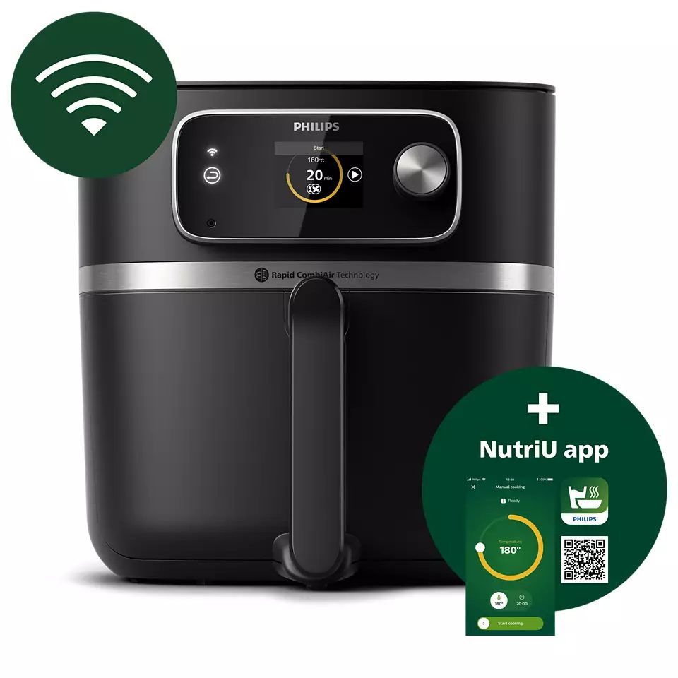 PHILIPS 7000 Series HD9880/90 8,3 literes Wi-Fi-s forrólevegős sütő húshőmérővel – 7. kép