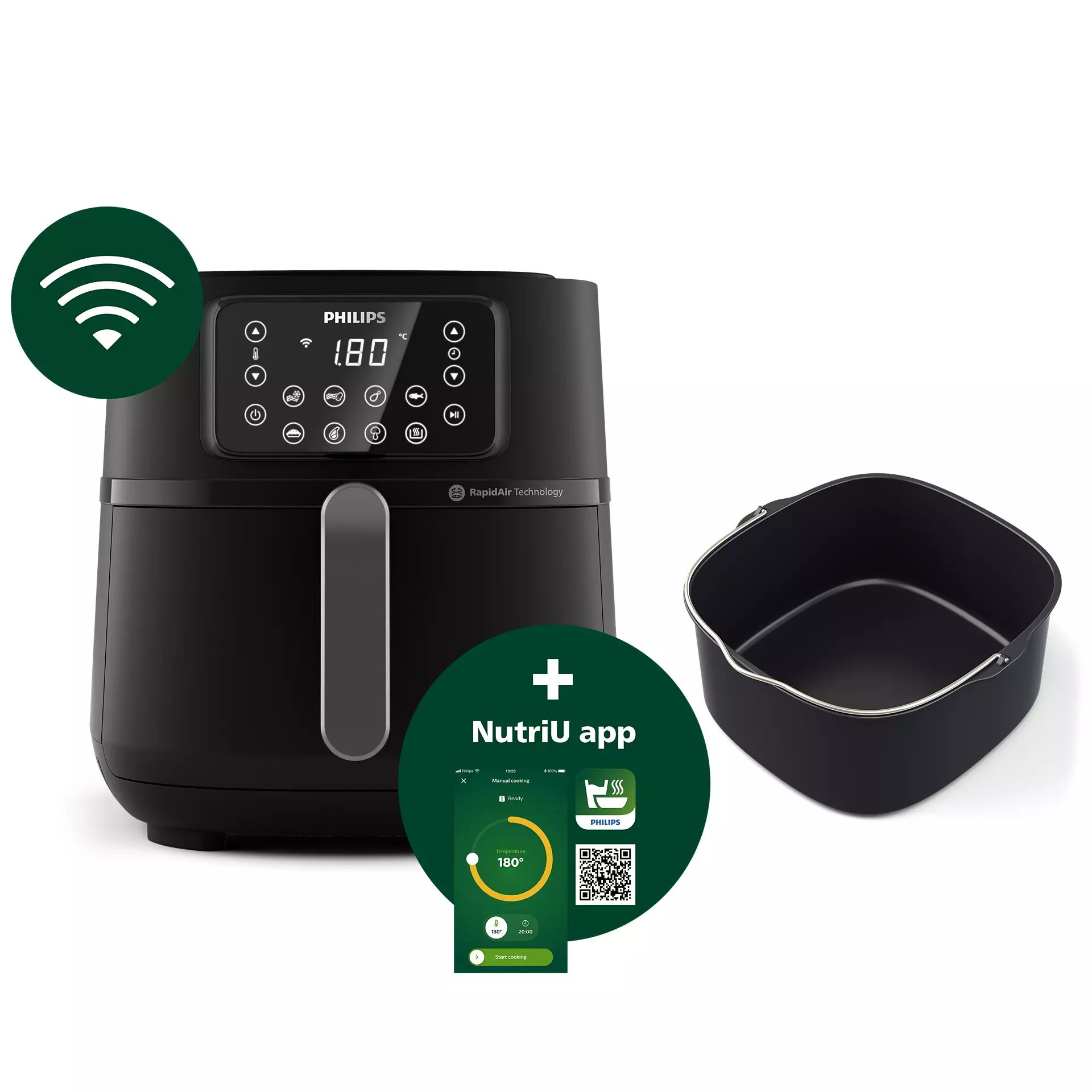 PHILIPS 5000 Series HD9285/93 csatlakoztatható forrólevegős sütő 7,2 l-es sütőedénnyel – 7. kép