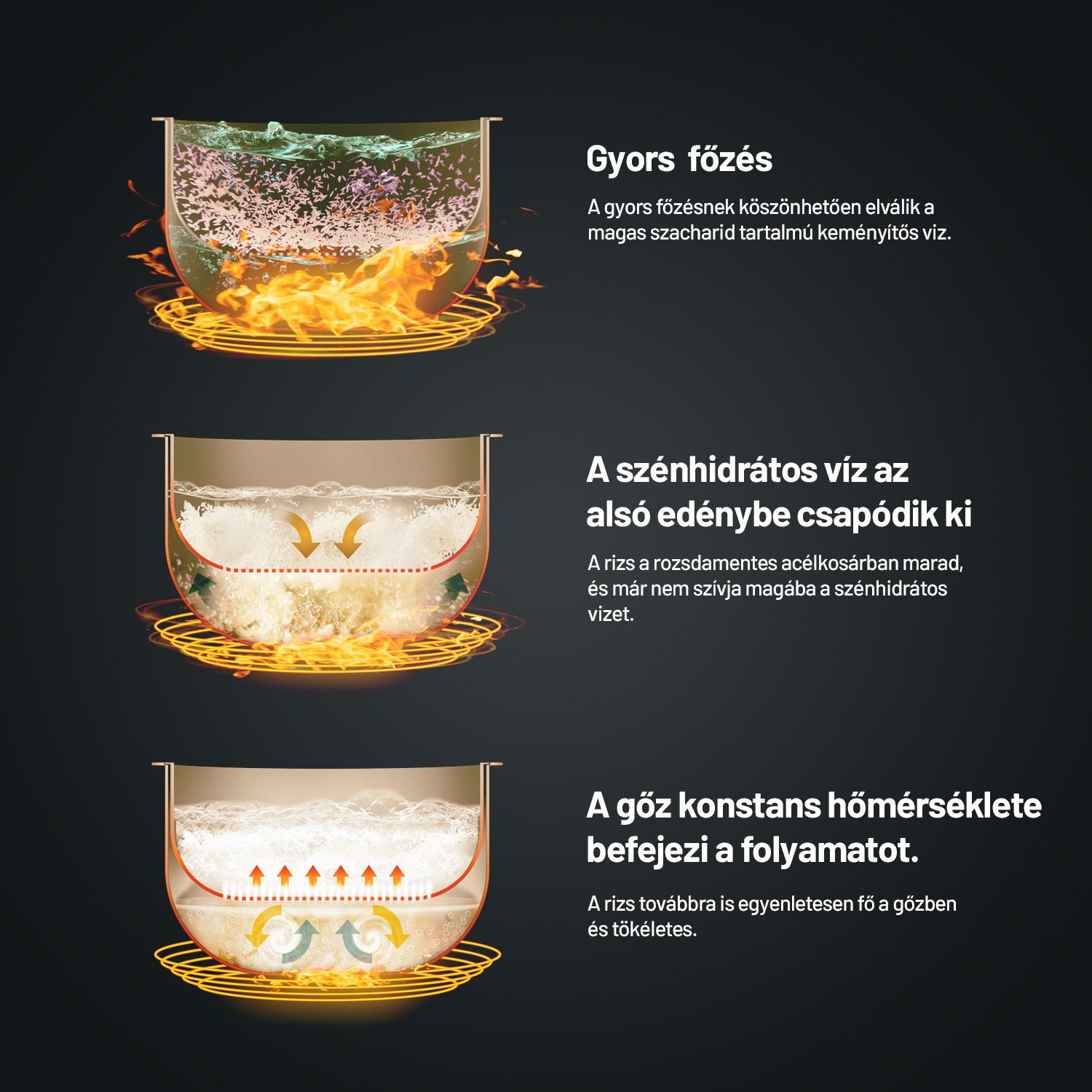 LAUBEN Low Sugar Rice Cooker 3000WT 3 literes rizsfőző 6 programmal – 7. kép