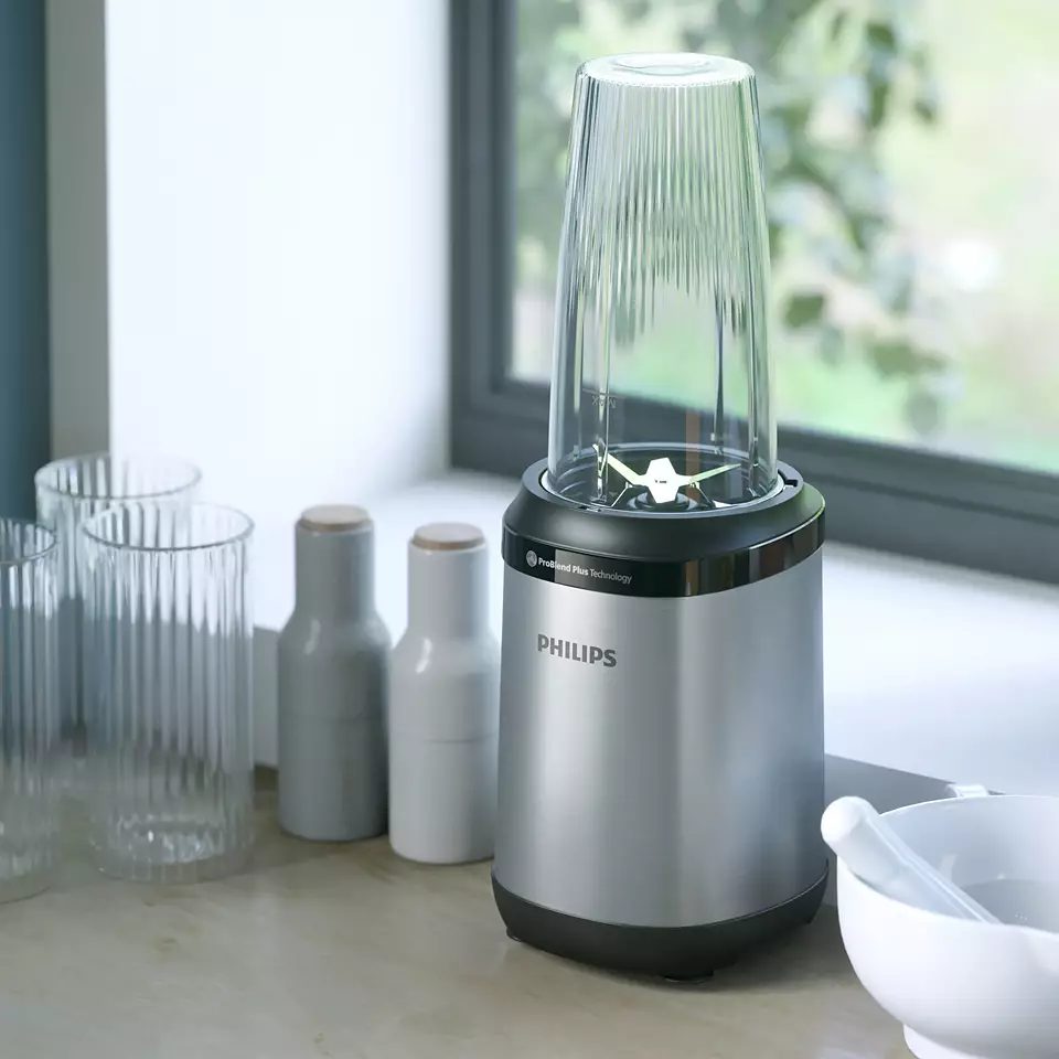 PHILIPS 5000 HR2765/00 800 W-os miniturmix 700 ml-es ivópohárral, szürke – 4. kép