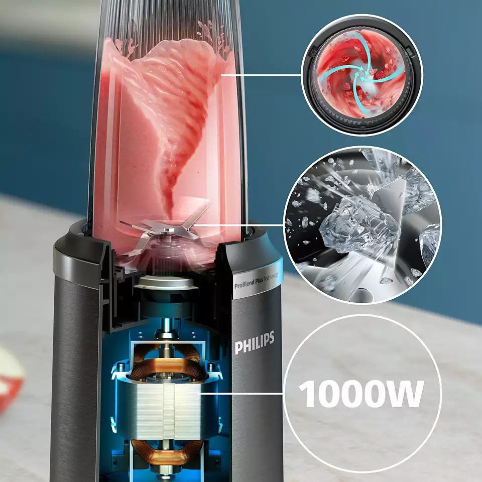 PHILIPS 5000 HR2766/00 1000 W-os miniturmix őrlőcsészével, fekete – 4. kép