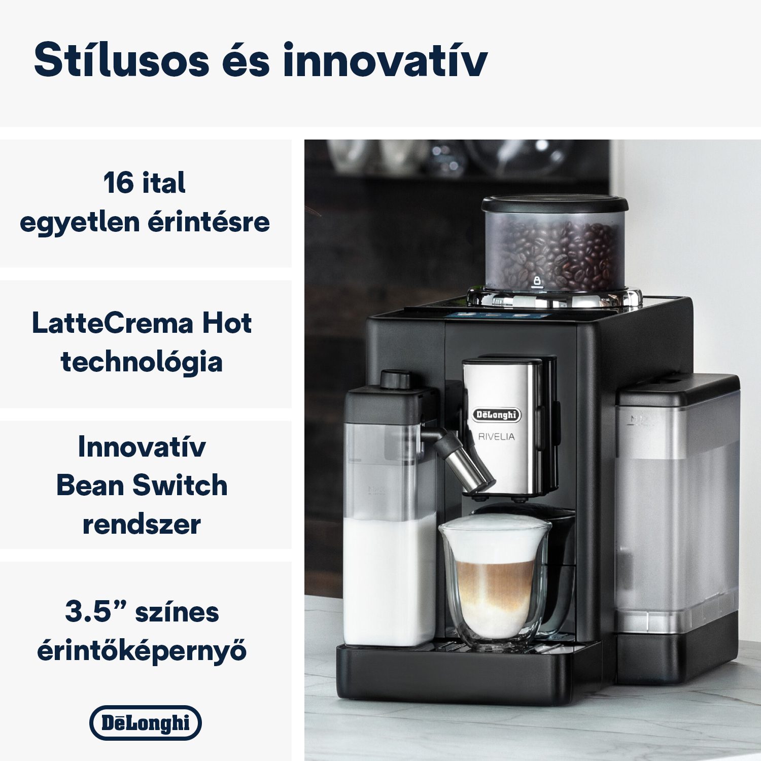 DE-LONGHI Rivelia EXAM440.55.B automata kávéfőző Bean Switch rendszerrel – 7. kép