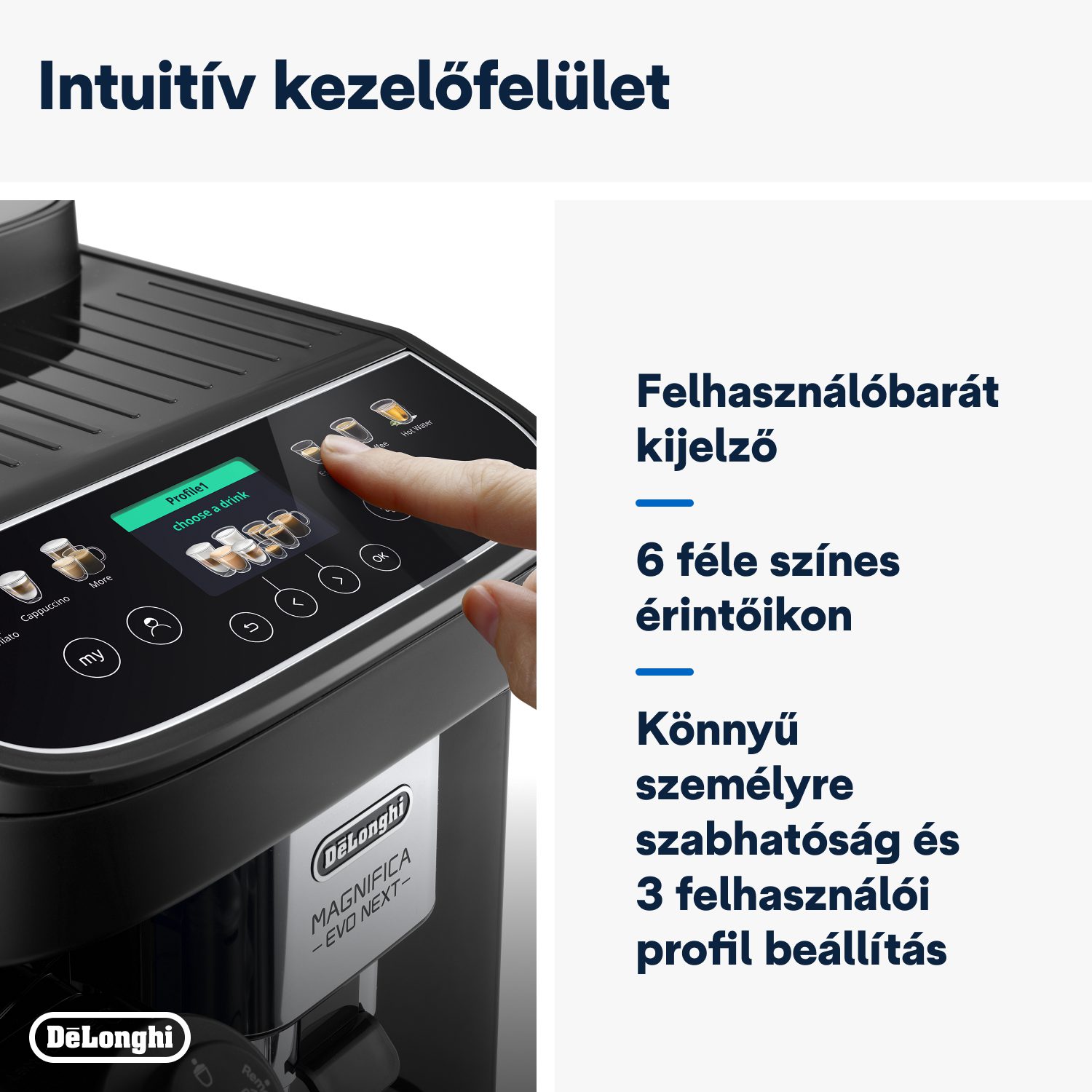 DE-LONGHI Magnifica Evo Next ECAM310.60.B automata kávéfőző LatteCrema tejrendszerrel, fekete – 8. kép