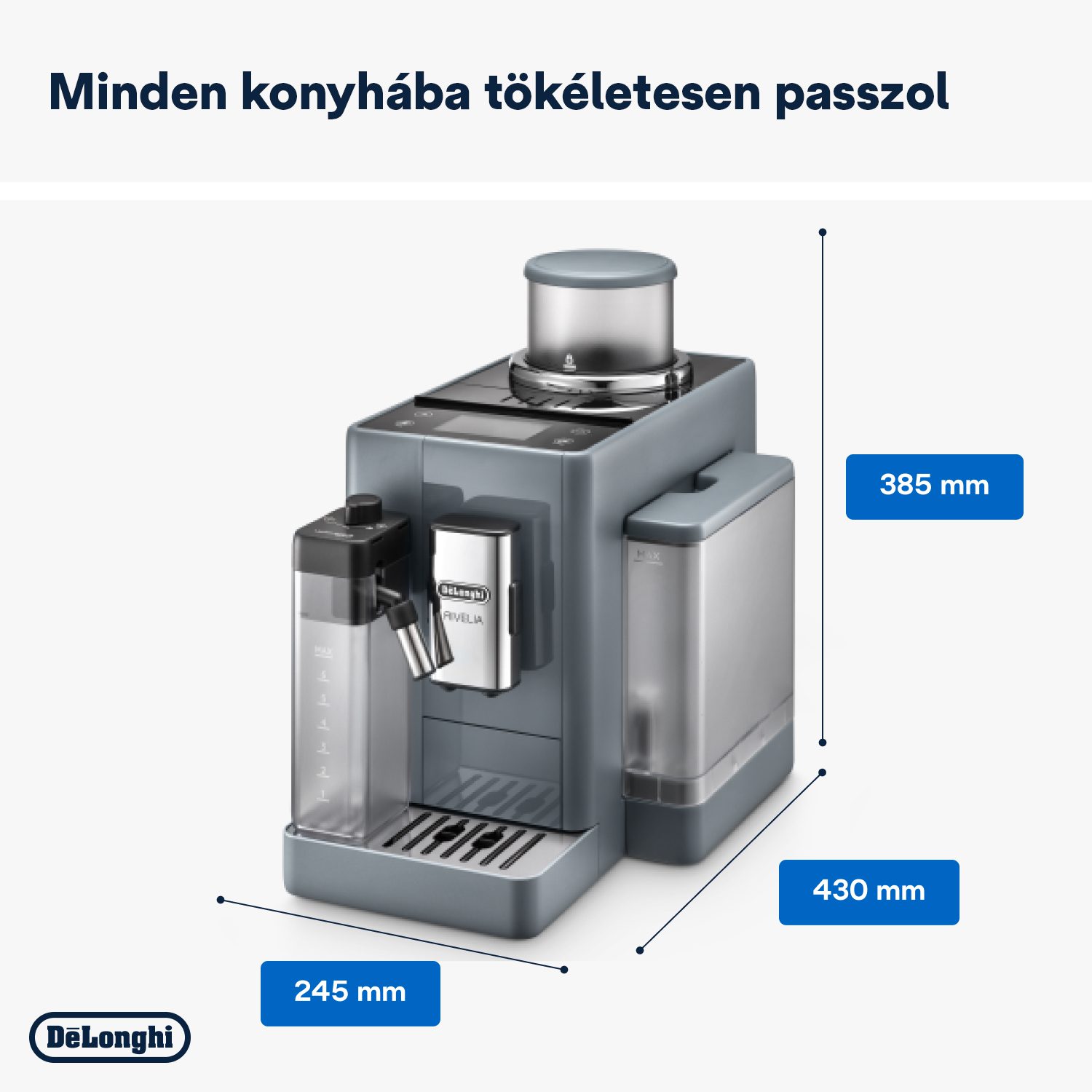 DE-LONGHI Rivelia EXAM440.55.G automata kávéfőző tejtartállyal, grafitszürke – 11. kép