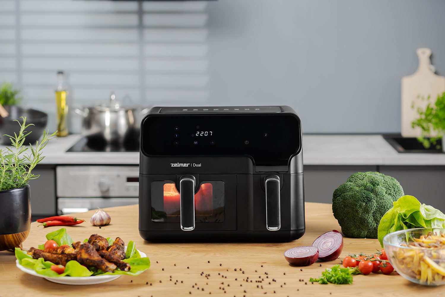 ZELMER ZAF9000 kétkosaras forrólevegős sütő, 9 l, 2700 W – 10. kép