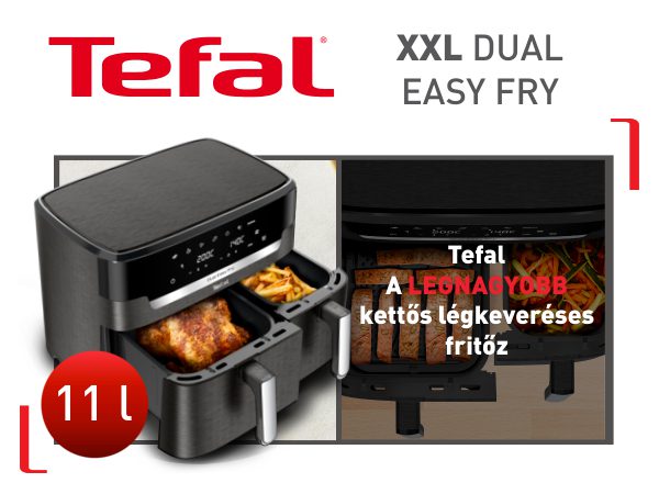 TEFAL EY942HE0 XXL Dual Easy Fry 11 literes, kétkosaras forrólevegős fritőz – 2. kép