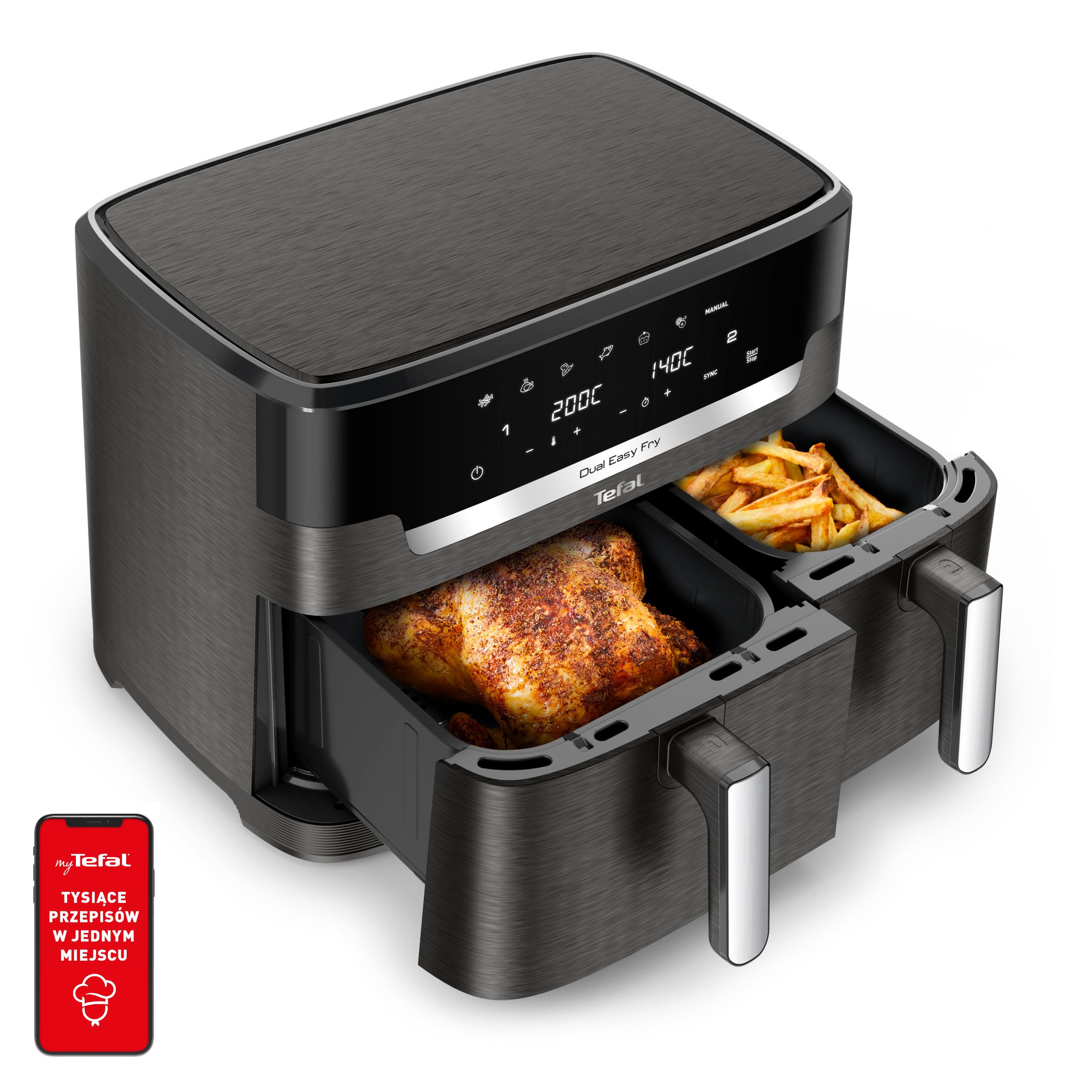 TEFAL EY942HE0 XXL Dual Easy Fry 11 literes, kétkosaras forrólevegős fritőz – 5. kép