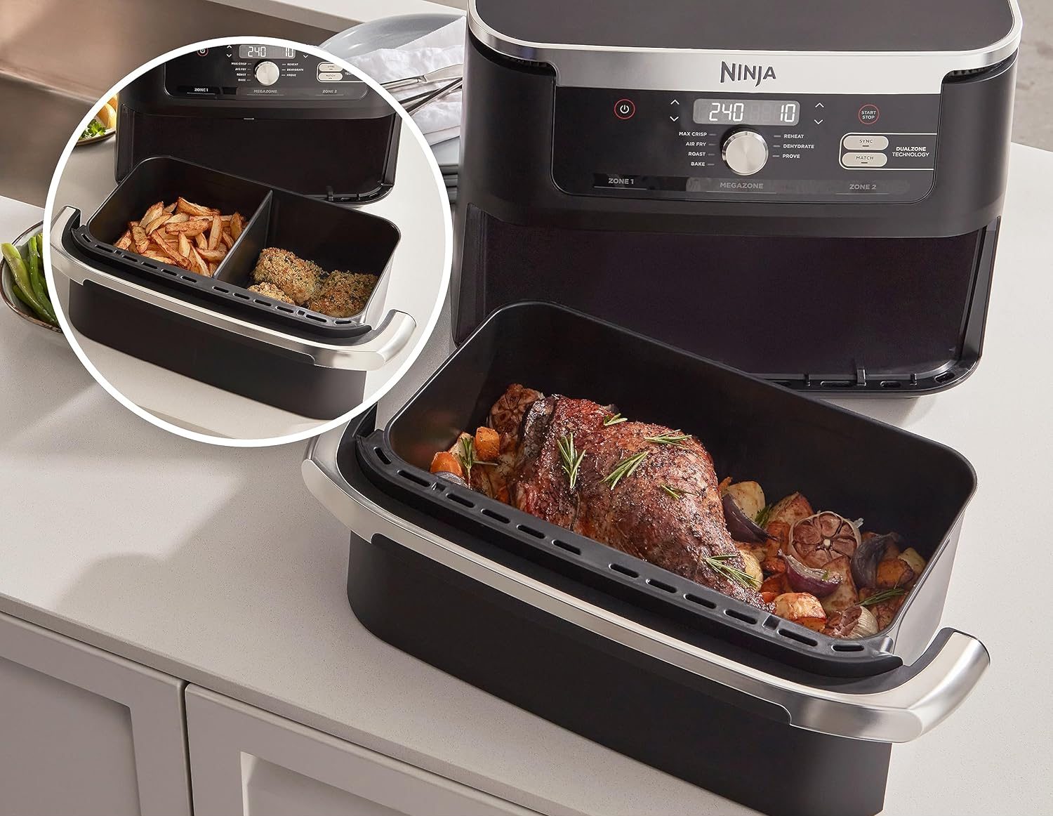 NINJA AF500EU Foodi FlexDrawer 10,4 literes kétzónás forrólevegős sütő – 3. kép