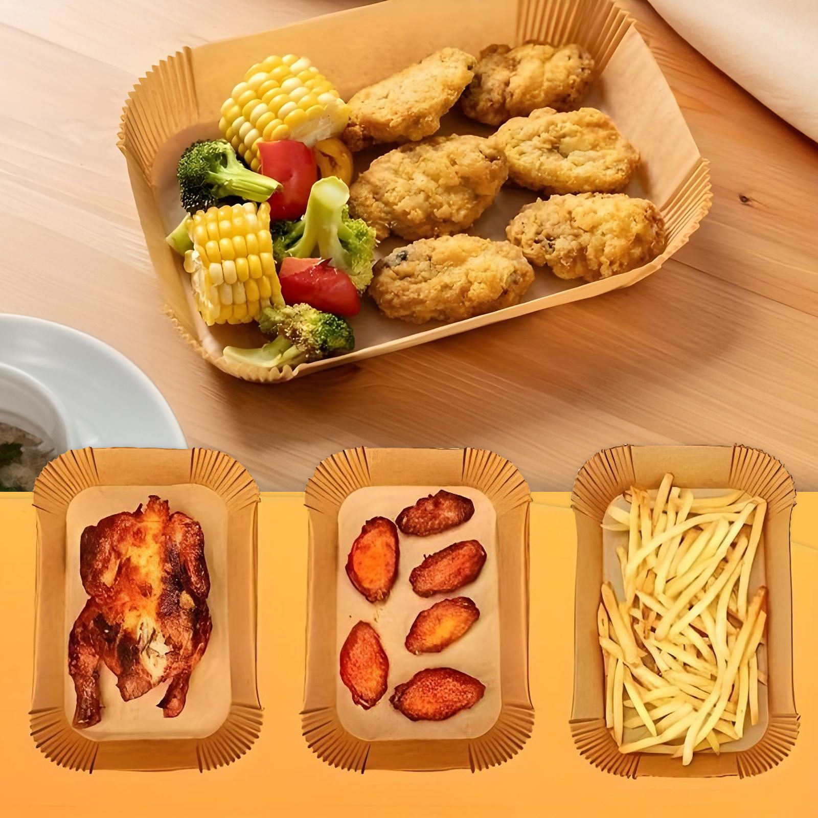 BEWELLO BW1020E téglalap alakú air fryer sütőpapír, 14 × 22 cm, 50 db – 3. kép