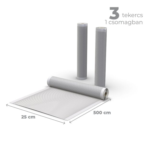 AENO AVSR25X500 átlátszó, 7 rétegű vákuumfólia-tekercs, 3 db