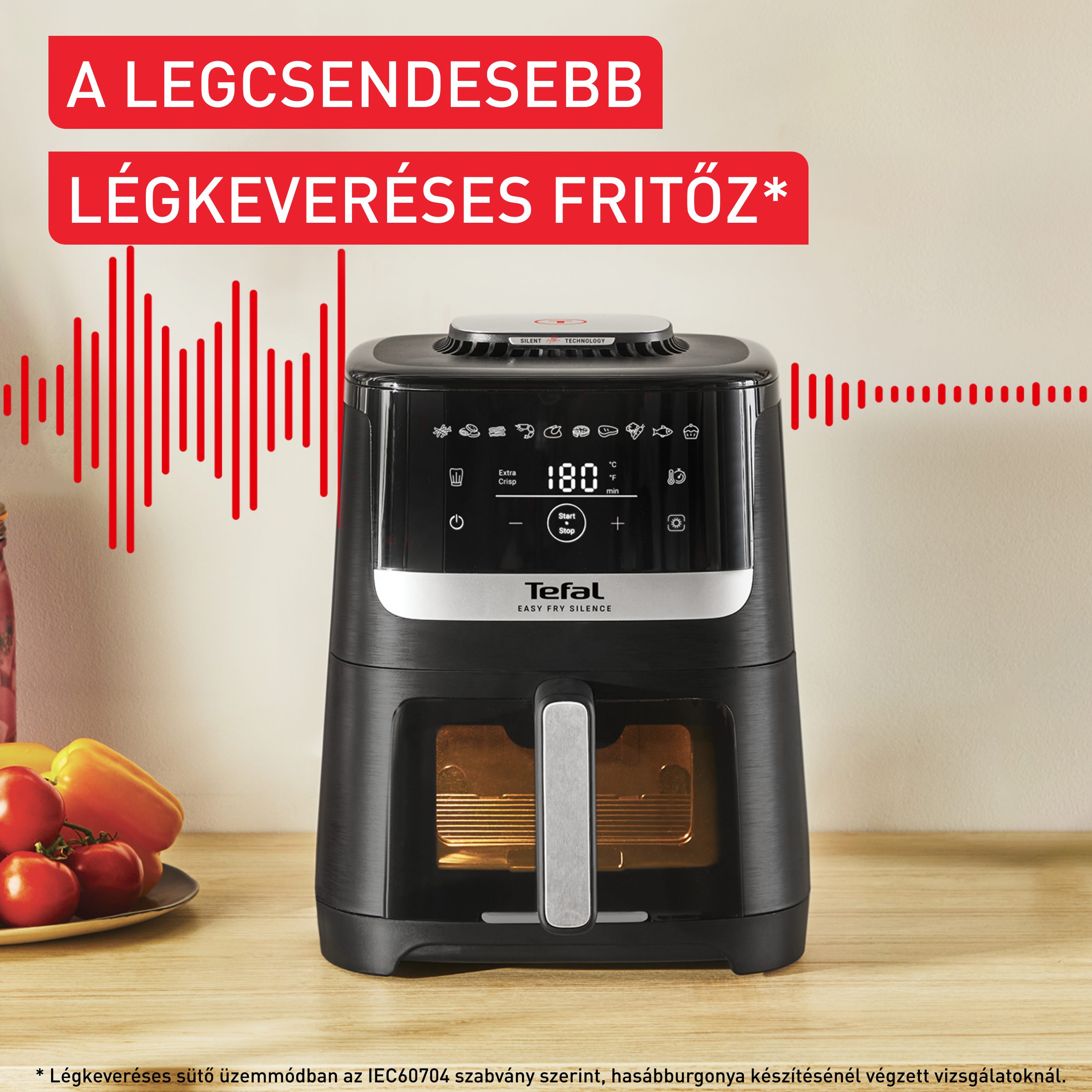 TEFAL EY5568E0 Easy Fry Silence XL forrólevegős sütő 4,2 literes kosárral – 6. kép