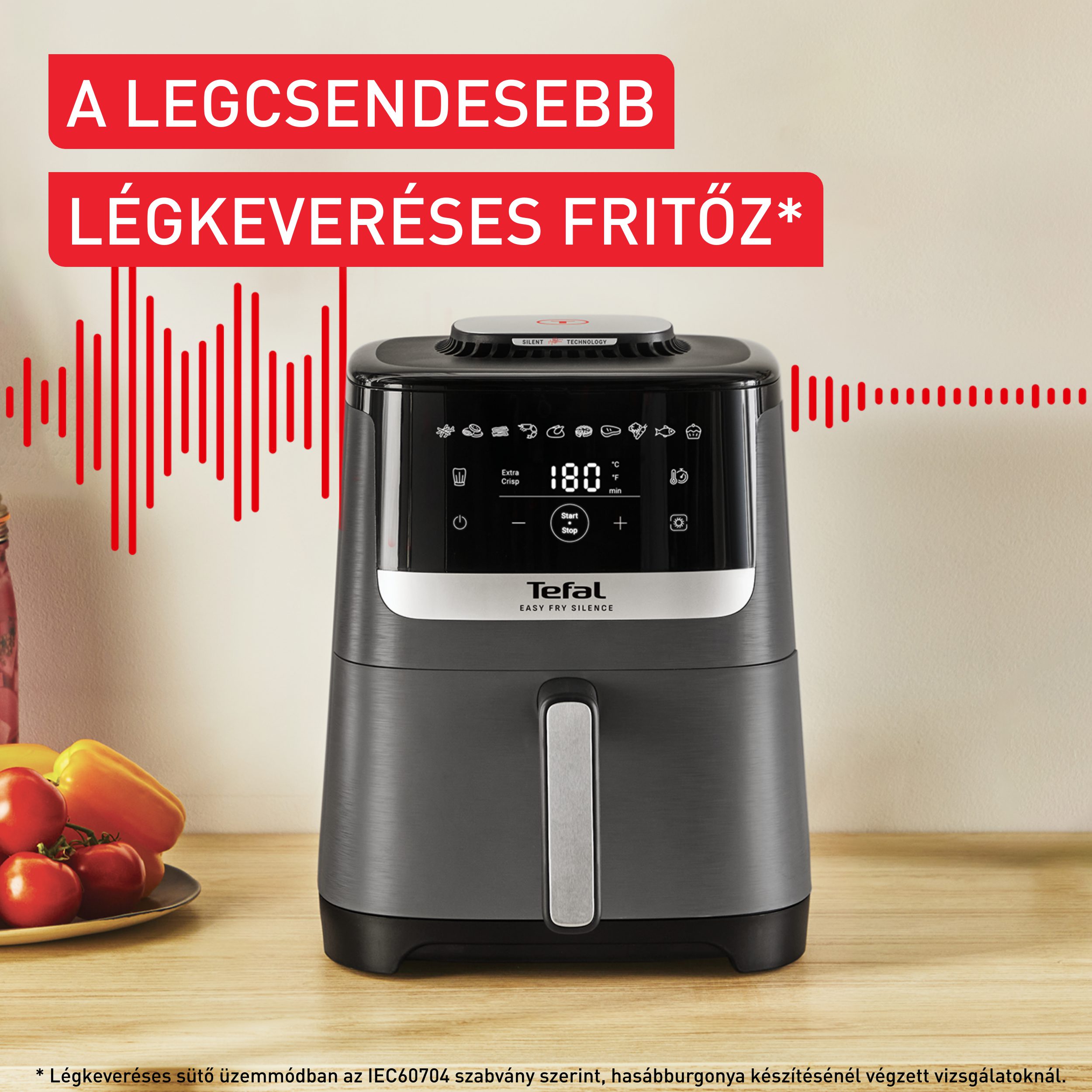 TEFAL EY551HE0 Easy Fry Silence XL 5 literes forrólevegős sütő – 7. kép