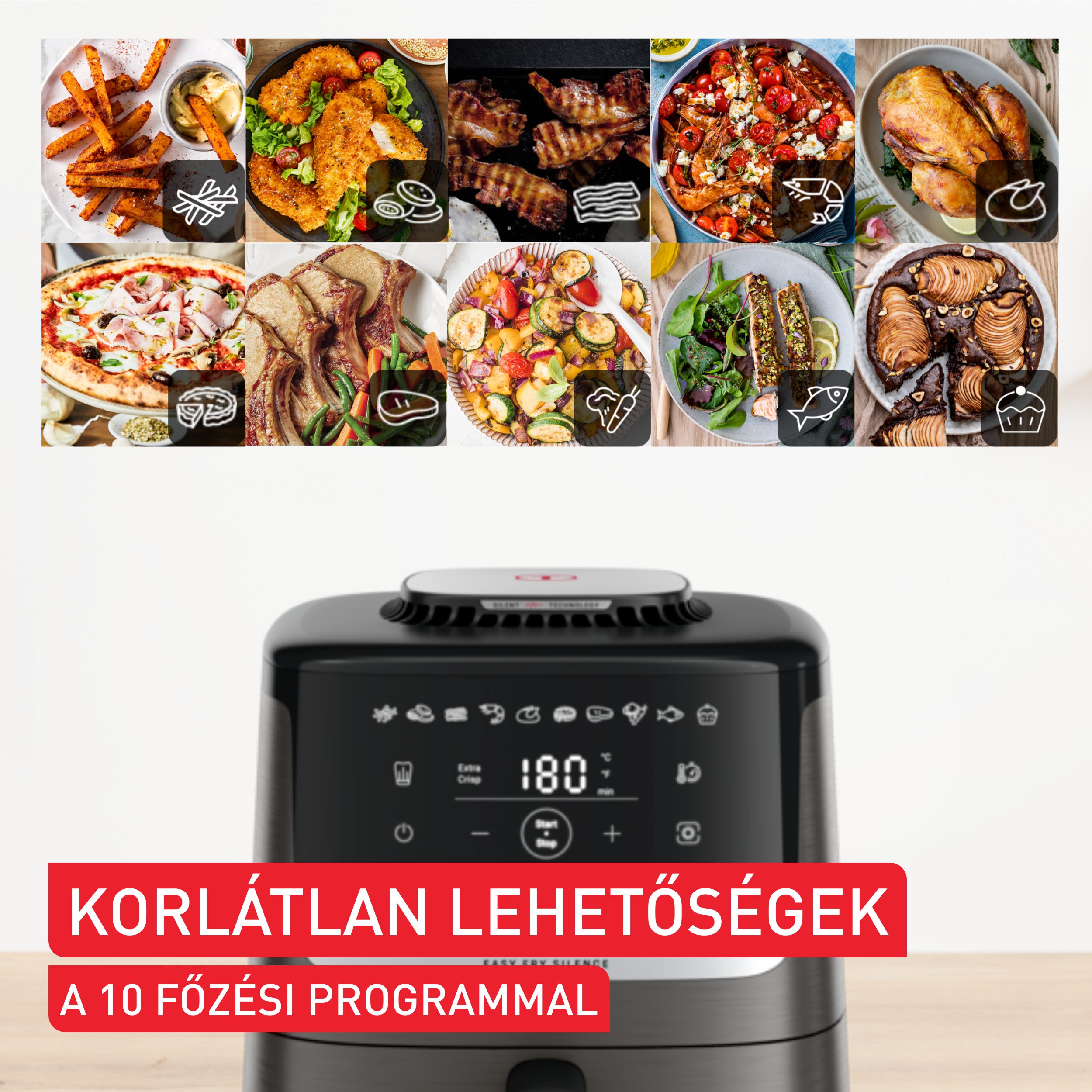 TEFAL EY551HE0 Easy Fry Silence XL 5 literes forrólevegős sütő – 8. kép