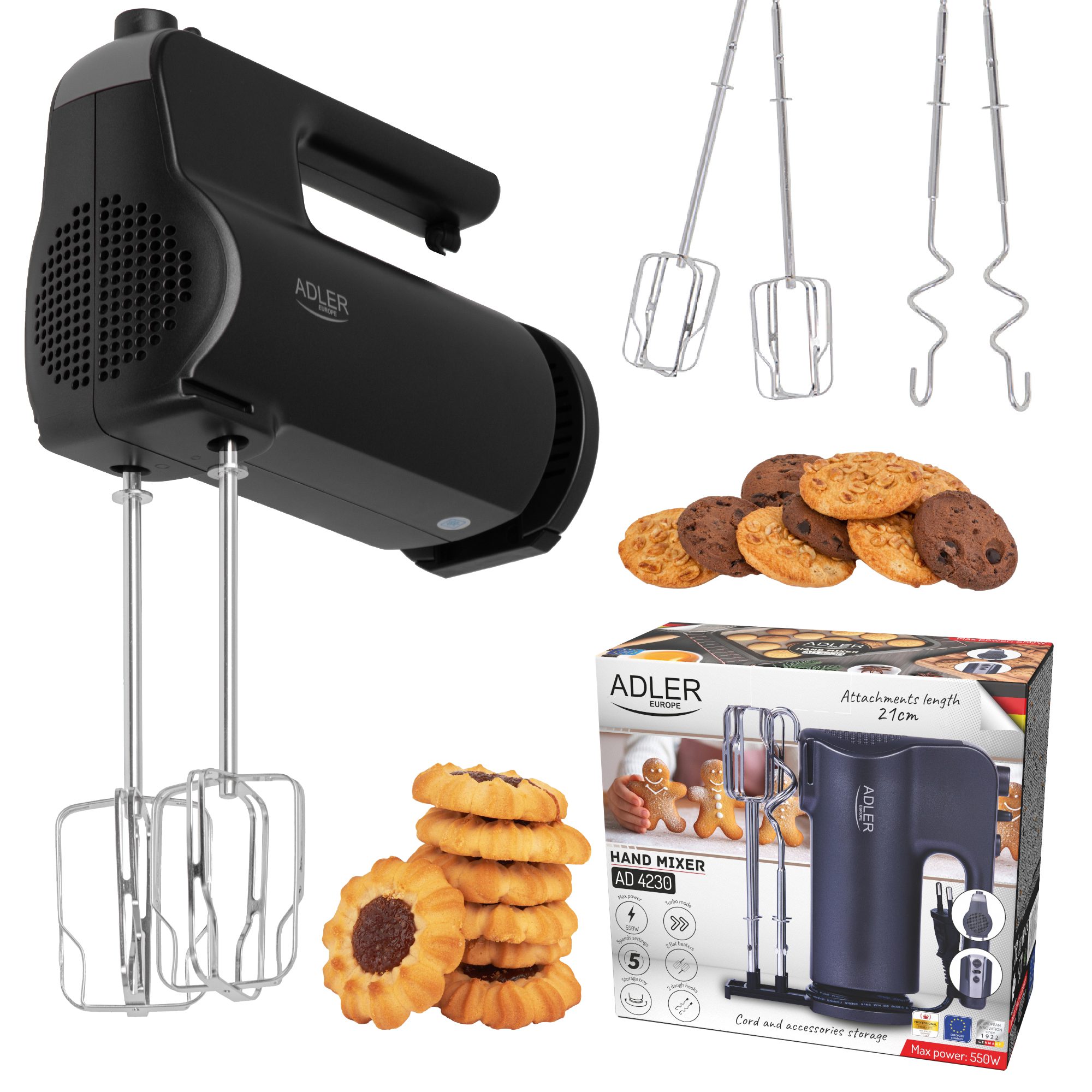 ADLER AD4230 kézi mixer 5 fokozattal és tartozéktálcával – 10. kép