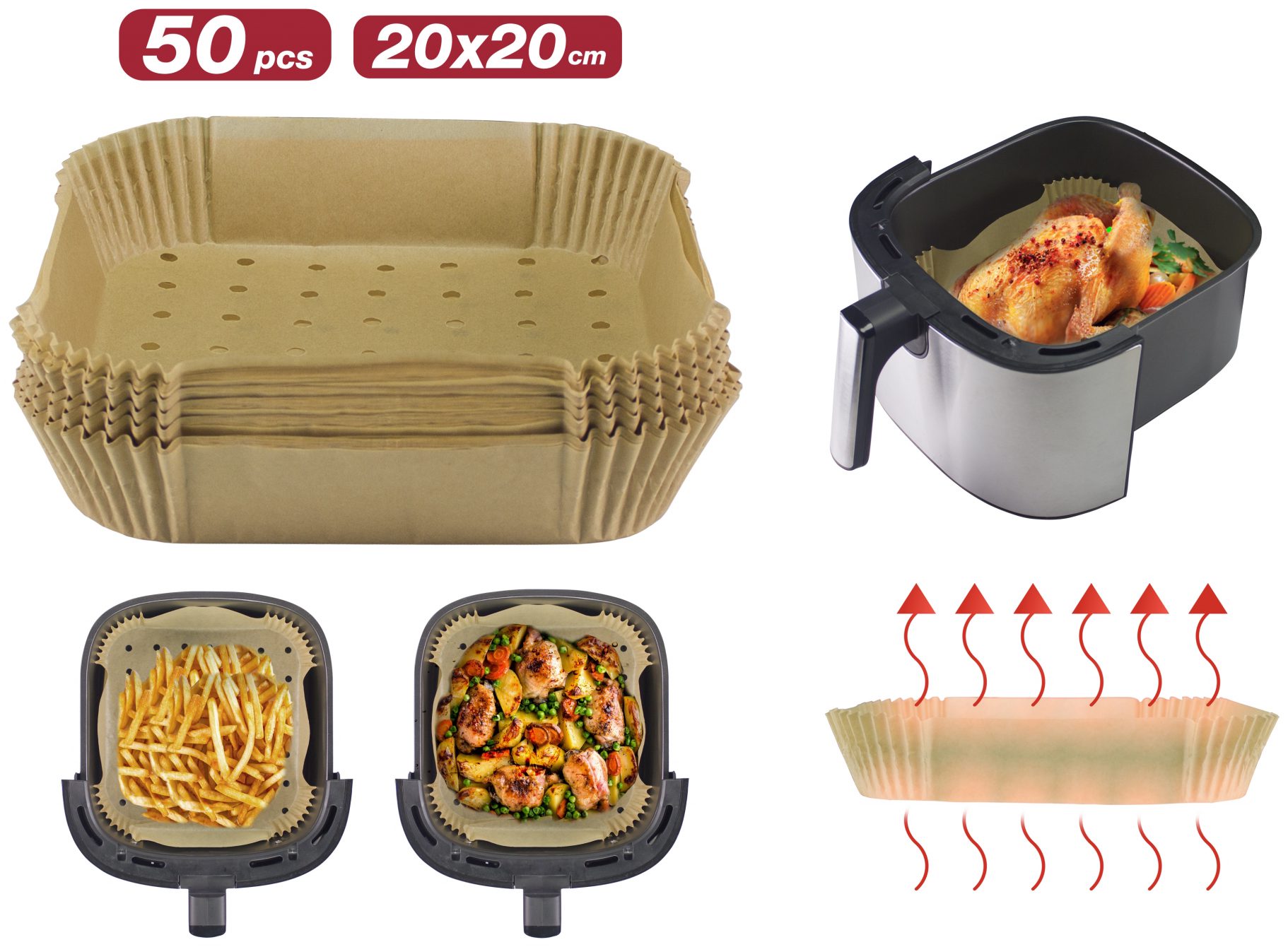 BEPER perforált air fryer sütőpapír, 50 darab – 2. kép