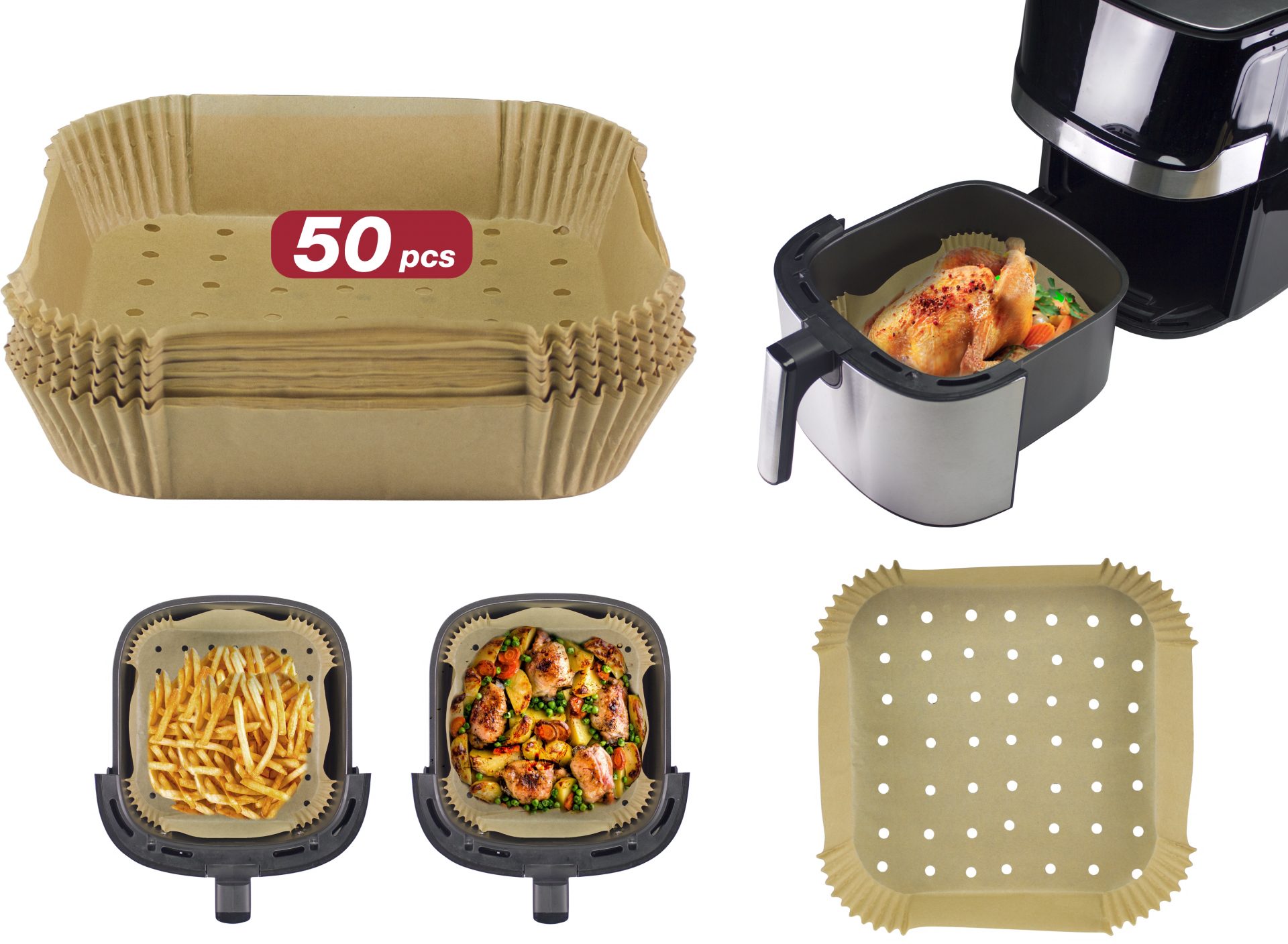 BEPER perforált air fryer sütőpapír, 50 darab – 3. kép