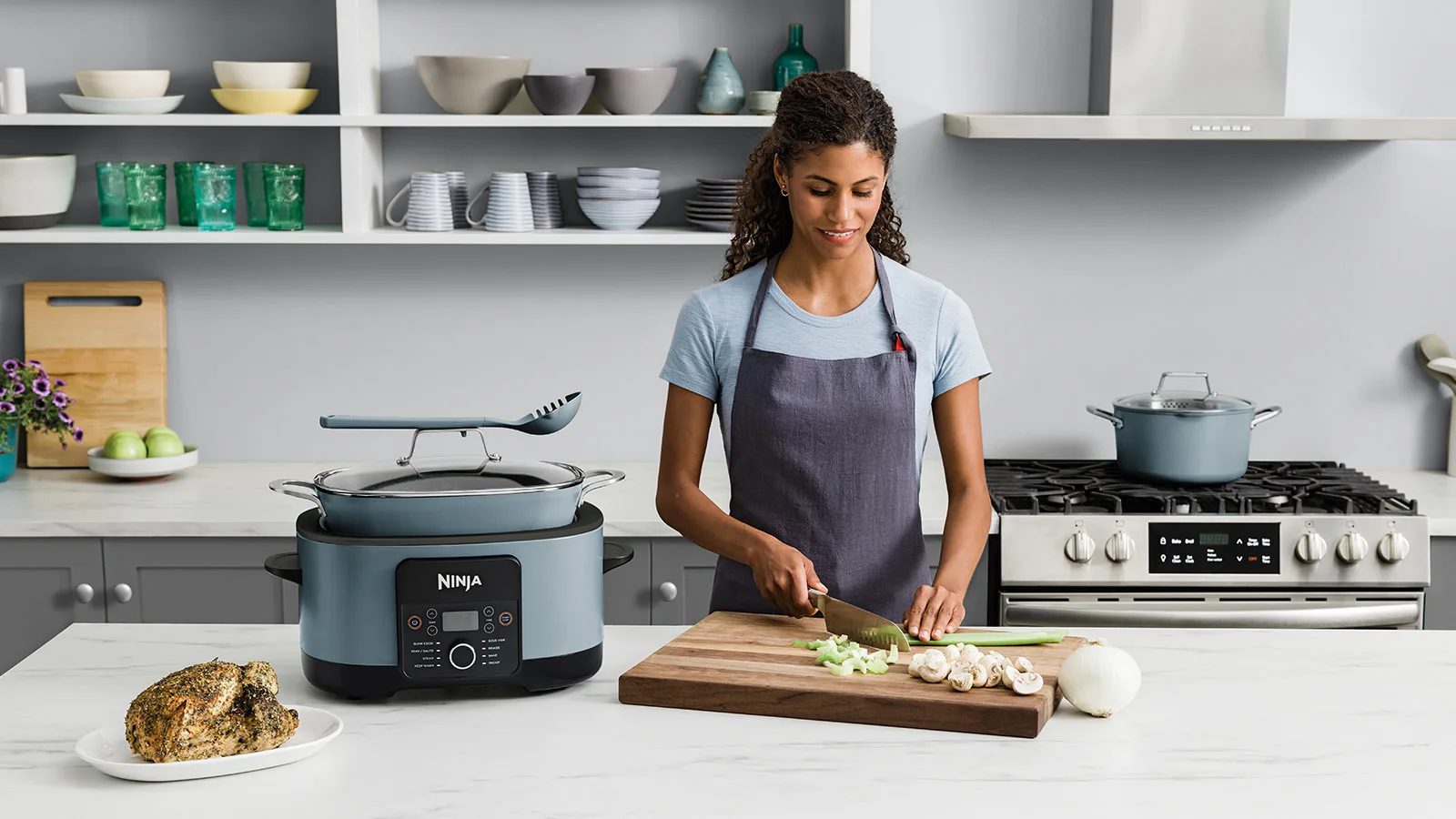 NINJA MC1001EU Foodi 8 az 1-ben PossibleCooker multicooker, 8 literes, szürke-kék – 2. kép