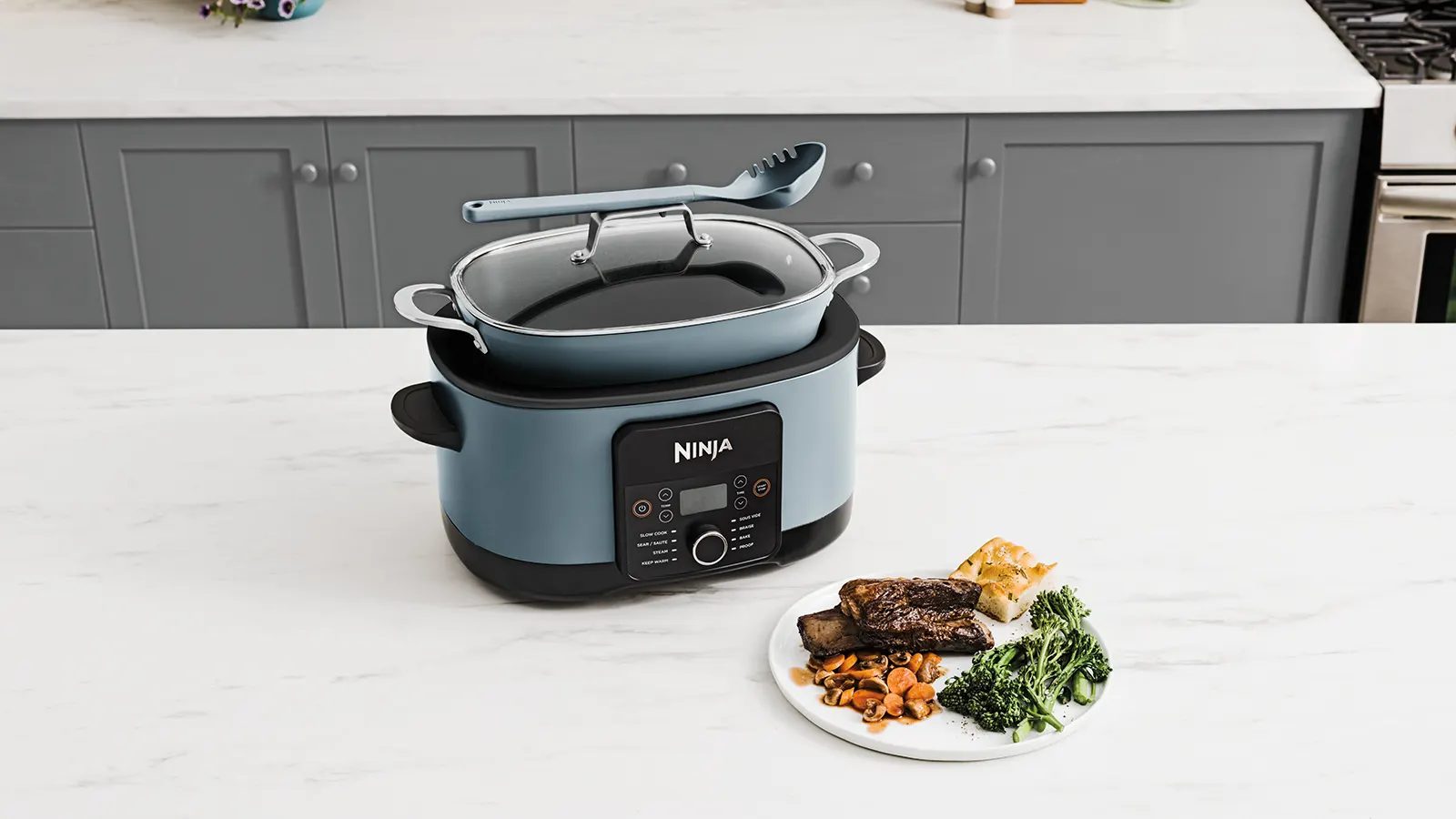 NINJA MC1001EU Foodi 8 az 1-ben PossibleCooker multicooker, 8 literes, szürke-kék – 4. kép