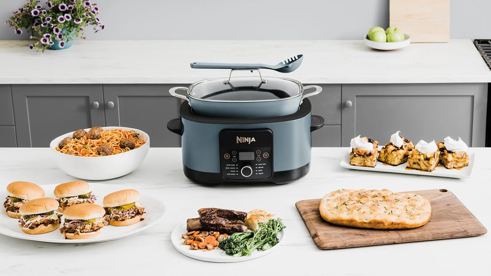 NINJA MC1001EU Foodi 8 az 1-ben PossibleCooker multicooker, 8 literes, szürke-kék – 7. kép