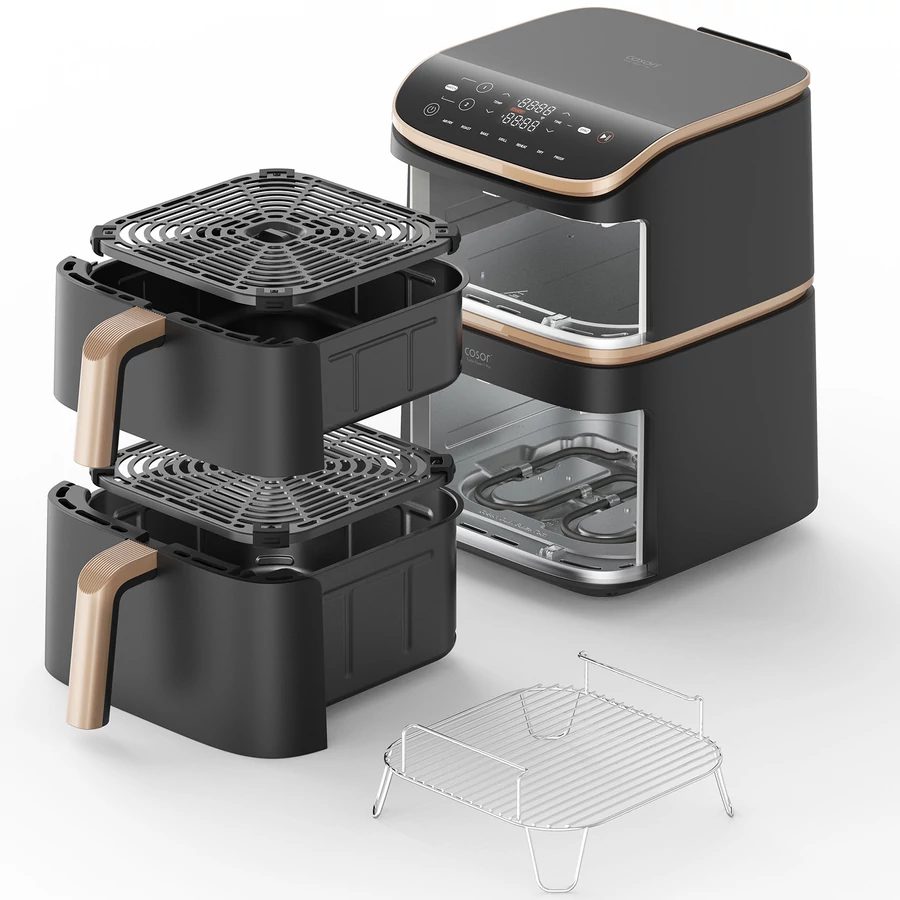 COSORI Turbo Tower Pro Smart 10,8 literes, kétkosaras forrólevegős sütő – 4. kép