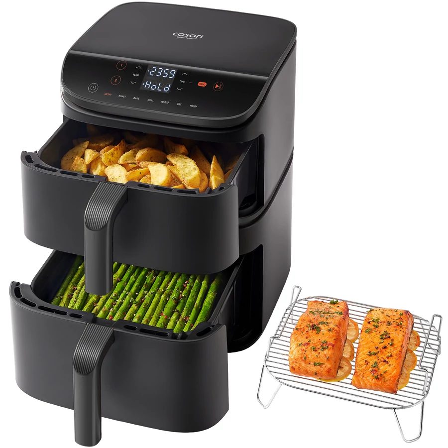 COSORI Turbo Tower 10,8 l kétkosaras forrólevegős sütő – 3. kép