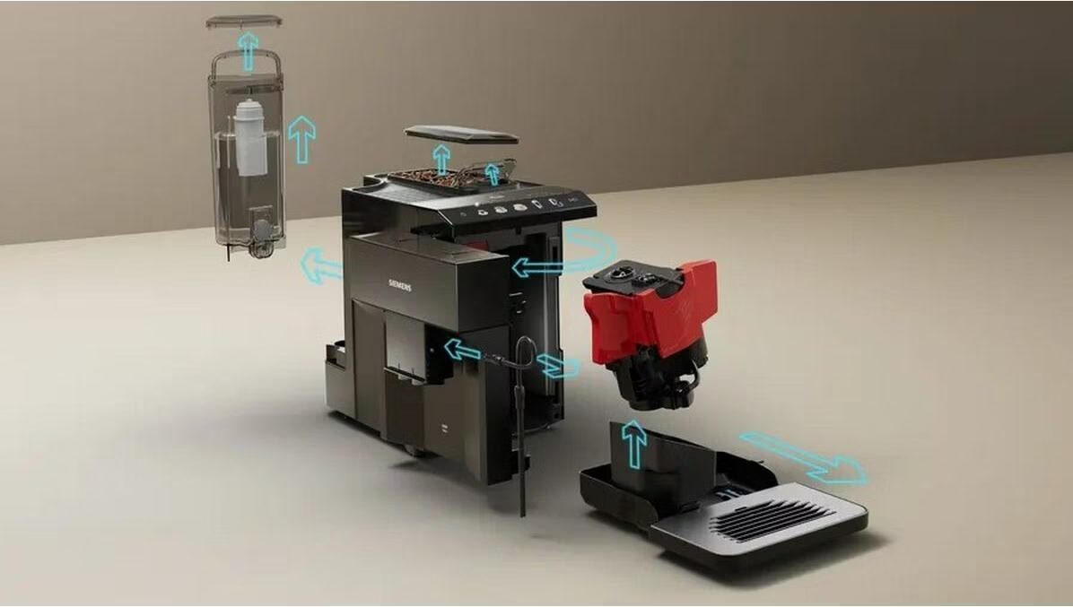 SIEMENS TP511R09 EQ500 automata kávéfőző, 15 baros pumpával és kerámia őrlővel, zongorafekete – 9. kép