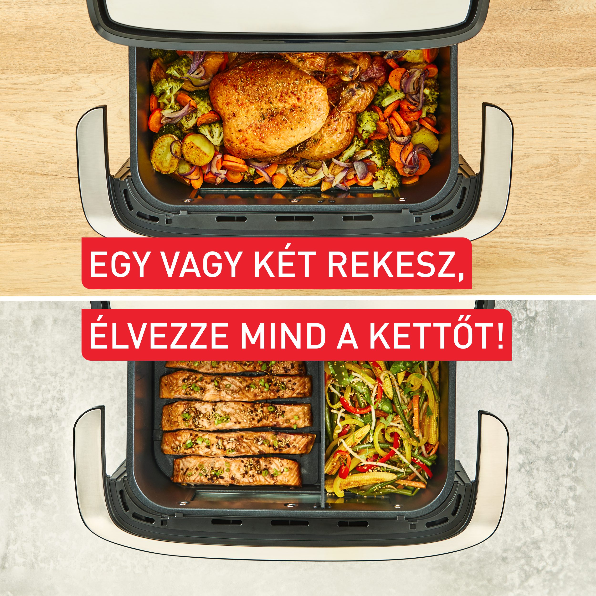 TEFAL EY922DE0 Dual Easy Fry Flex 9 literes forrólevegős sütő – 5. kép