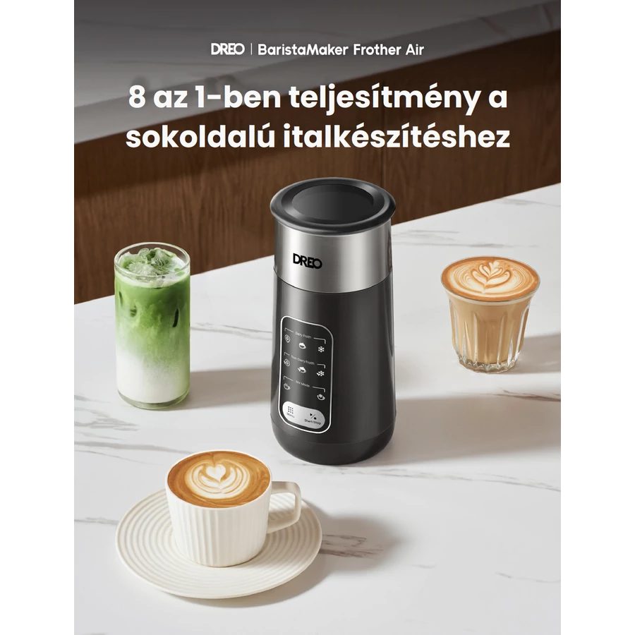 DREO Barista Maker KMF Air 8 az 1-ben fekete tejhabosító – 2. kép