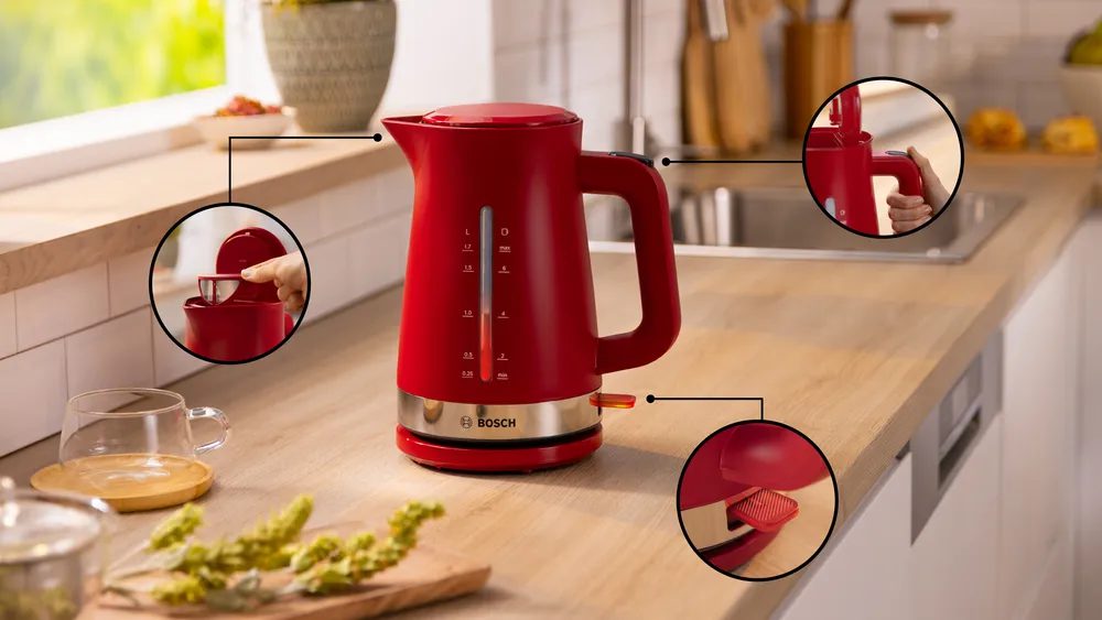 BOSCH TWK4M224 DesignLine piros vízforraló, 2400 W, 1,7 l – 4. kép