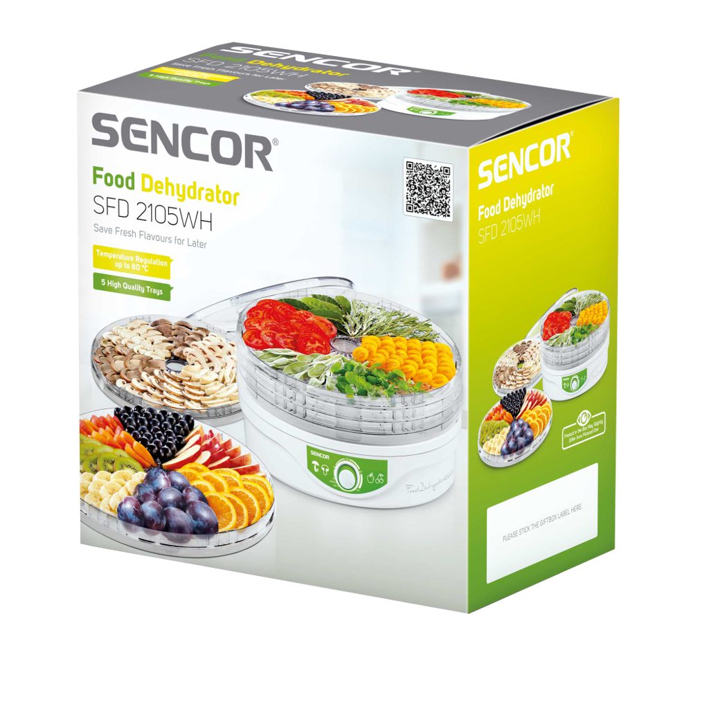 SENCOR SFD 2105WH fehér gyümölcsaszaló 5 szárítószitával – 4. kép